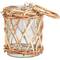 9" Clear Glass Handmade Candle Lantern with Brown Rattan Woven Exterior & Twisted Handle